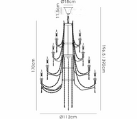 Ansel 12+6+3+3 Light Chandelier E14 French Gold and Crystal, (Requires Construction)16.5kg