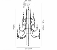 Ansel 12++6+3+3 Light Chandelier Pendant Polished Chrome and Crystal (Requires Construction)16.5kg
