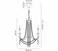 Ansel 3 Light  Chandelier Pendant E14 Polished Chrome and Crystal