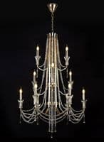Ansel 6+3+3 Light Chandelier E14 French Gold and Crystal (Requires Construction)16.5kg