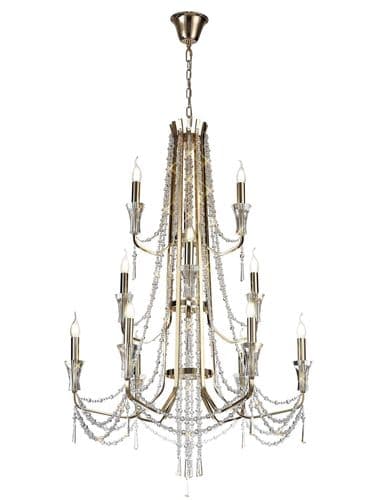 Ansel 6+3+3 Light Chandelier E14 French Gold and Crystal (Requires Construction)16.5kg