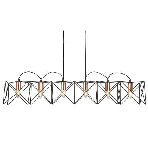Anthea 6Lt Pendant - Black Metal & Copper