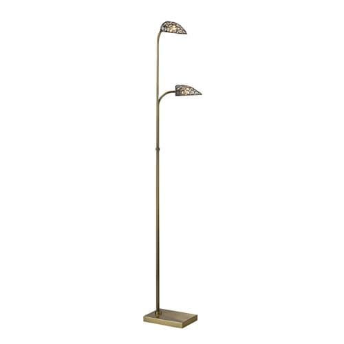 Anthony Floor Lamp 2 Light G9 Antique Brass with Crystal