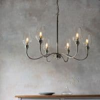 Antique brass 6 light pendant with clear glass 107791