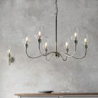 Antique brass 6 light pendant with clear glass 107791