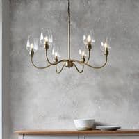 Antique brass 6 light pendant with clear glass 107791