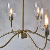 Antique brass 6 light pendant with clear glass 107791