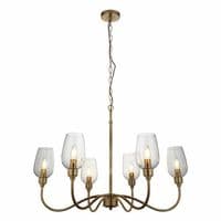 Antique brass 6 light pendant with clear glass 107791