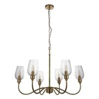 Antique brass 6 light pendant with clear glass 107791