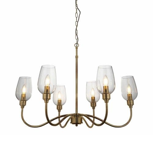 Antique brass 6 light pendant with clear glass 107791