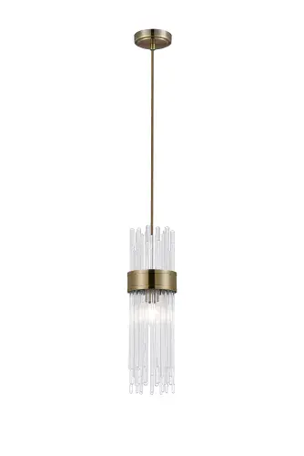 Anya 12.5cm Single Pendant, 1 Light E14, IP44, Antique Brass/Clear