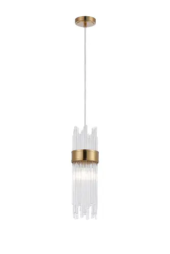 Anya 12.5cm Single Pendant, 1 Light E14, IP44, Gold/Clear
