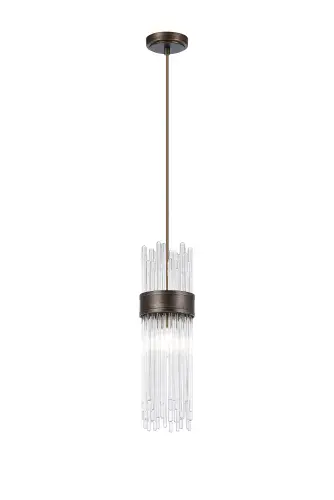 Anya 12.5cm Single Pendant, 1 Light E14, IP44, Painted Bronze/Clear
