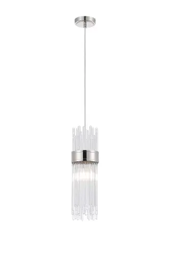 Anya 12.5cm Single Pendant, 1 Light E14, IP44, Polished Nickel/Clear
