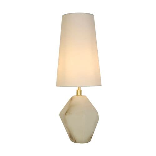 Apex 1Lt Table Lamp, Satin Brass Metal White Resin, White Sh