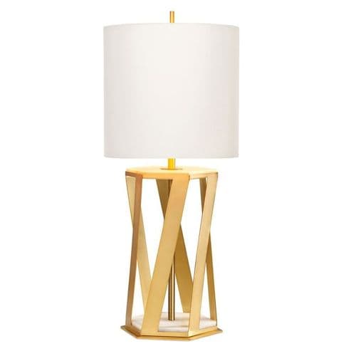 Apollo 1 Light Table Lamp with White Shade - Brushed Brass APOLLO-TL-WHT
