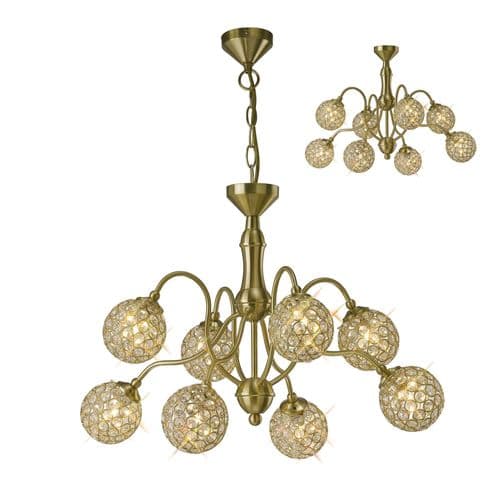 Apollo 51cm Pendant 8 Light G9 Satin Brass/Crystal