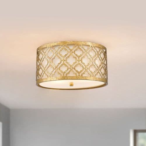 Arabella 2 Light Flush Mount Gold Metal Art Deo GN-ARABELLA-F