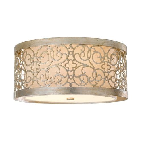 Arabesque 2 Light Flush Light Champagne Gold Metal Art Deo FE-ARABESQUE-F