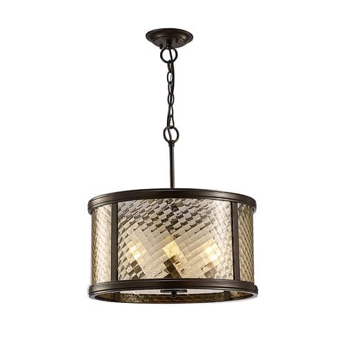 Archie Pendant 4 Light E14 Oiled Bronze Lantern with Clear Glass