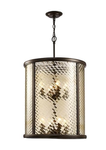 Archie Pendant 8 Light E14 Oiled Bronze Lantern with Clear Glass