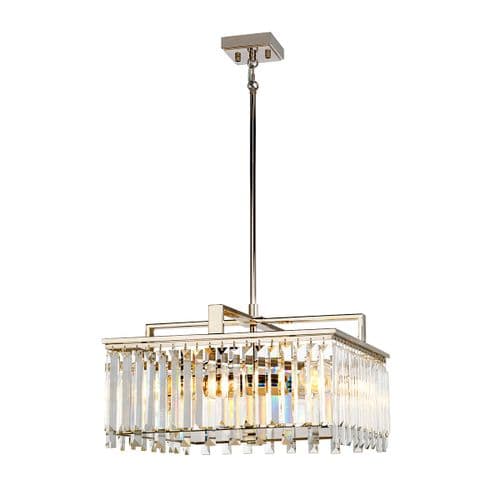 Aries 4 Light Large Chandelier Polished Nickel with Crystal Glass ARIES-4P-L
