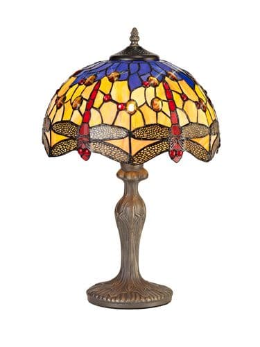 Arizona 1 Light Curved Table Lamp E27 With 30cm Tiffany Shade