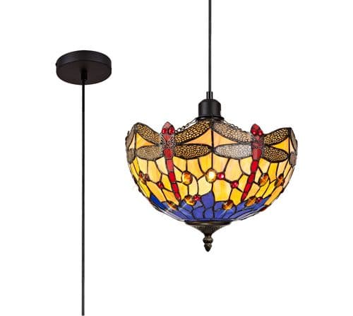Arizona 1 Light Uplighter Pendant E27 With 30cm Tiffany Shade