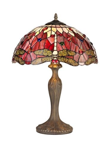 Arizona 2 Light Curved Table Lamp E27 With 40cm Tiffany Shade