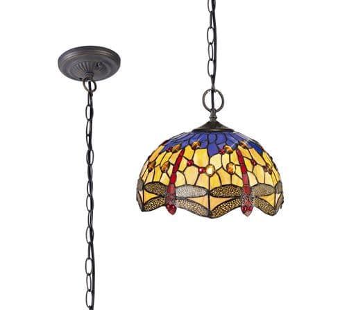 Arizona 2 Light Downlighter Pendant E27 With 30cm Tiffany Shade