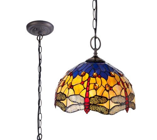 Arizona 2 Light Downlighter Pendant E27 With 40cm Tiffany Shade