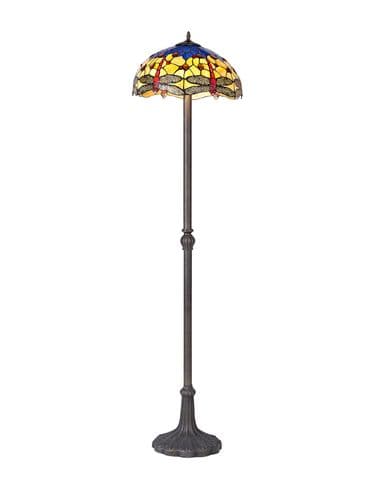Arizona 2 Light Leaf Design Floor Lamp E27 With 40cm Tiffany Shade