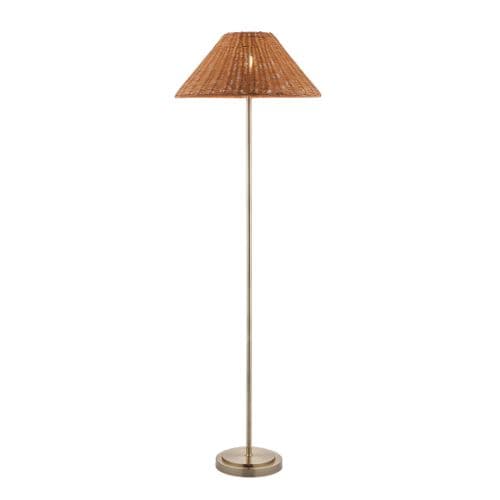 Arlo & Rattan 52cm, Floor, Brass/Brown Rattan