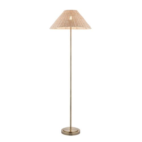 Arlo & Rattan 52cm, Floor, Brass/Natural Rattan