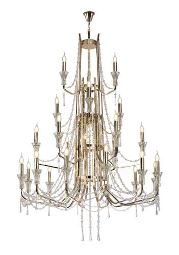 Armand 112cm Pendant 12+6+3+3 Light E14 French Gold/Crystal