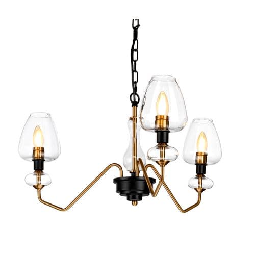Armand 3 Light Pendant ged Brass Plated & Charcoal Black Paint DL-ARMAND3-AB