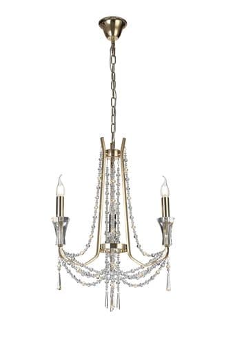 Armand 52cm Pendant 3 Light E14 French Gold/Crystal