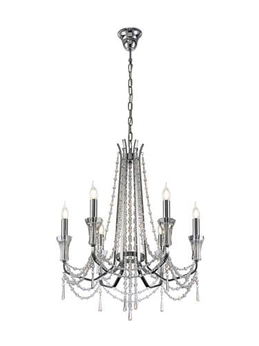 Armand 65cm Pendant 6 Light E14 Polished Chrome/Crystal