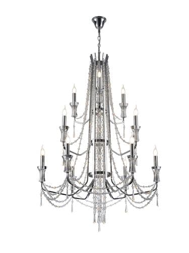 Armand 85cm Pendant 6+3+3 Light E14 Polished Chrome/Crystal