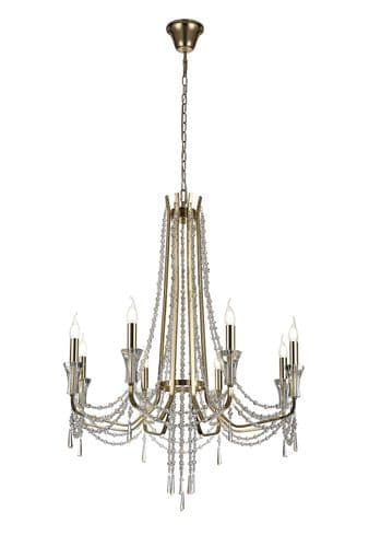 Armand 85cm Pendant 8 Light E14 French Gold/Crystal