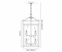 Arnold 6 Light Square Lantern Pendant E14 Antique Brass with Glass16kg