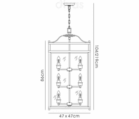 Arnold Square Pendant 12 Light E14 Antique Brass/Glass Pallet Shipment, Additional Charges Apply