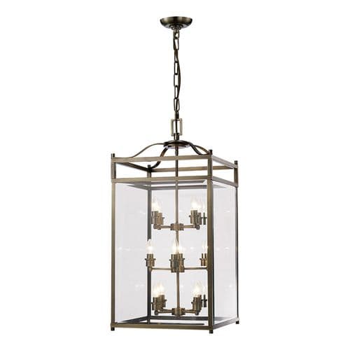 Arnold Square Pendant 12 Light E14 Antique Brass/Glass Pallet Shipment, Additional Charges Apply