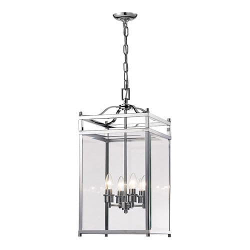 Arnold Square Pendant 4 Light E14 Polished Chrome/Glass
