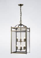 Arnold 6 Light Square Lantern Pendant E14 Antique Brass with Glass16kg