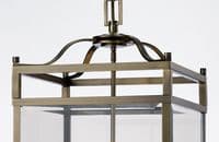 Arnold 6 Light Square Lantern Pendant E14 Antique Brass with Glass16kg