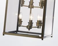 Arnold 6 Light Square Lantern Pendant E14 Antique Brass with Glass16kg