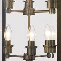 Arnold 6 Light Square Lantern Pendant E14 Antique Brass with Glass16kg