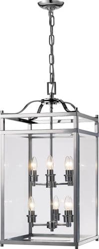 Arnold Square Pendant 6 Light E14 Polished Chrome/Glass16kg