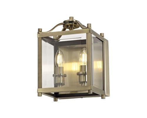Arnold Wall Lamp 2 Light E14 Antique Brass/Glass